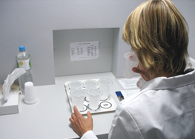 Performing food analysis in the laboratory: laboratory technicians during the examination for residues and contaminants